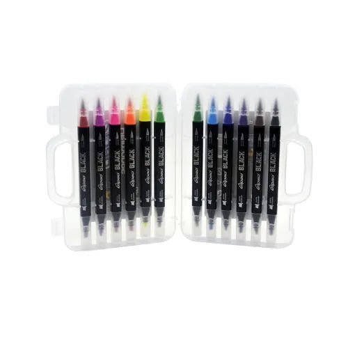 caja de plumones doble punta Black Gipao - x12