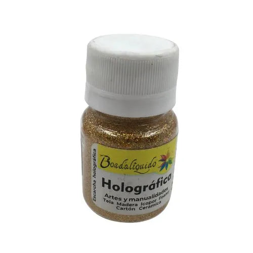 diamantina, escarchas holográficas - Dorado holograma