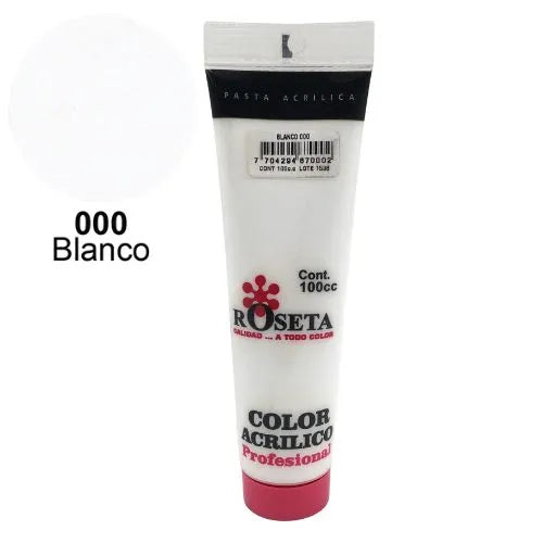 Pasta Acrílica Roseta en tubo Plano Blanco 100cc