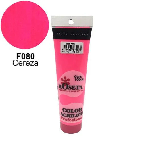 Pasta Acrílica Roseta en tubo Fluorescente Cereza 100cc