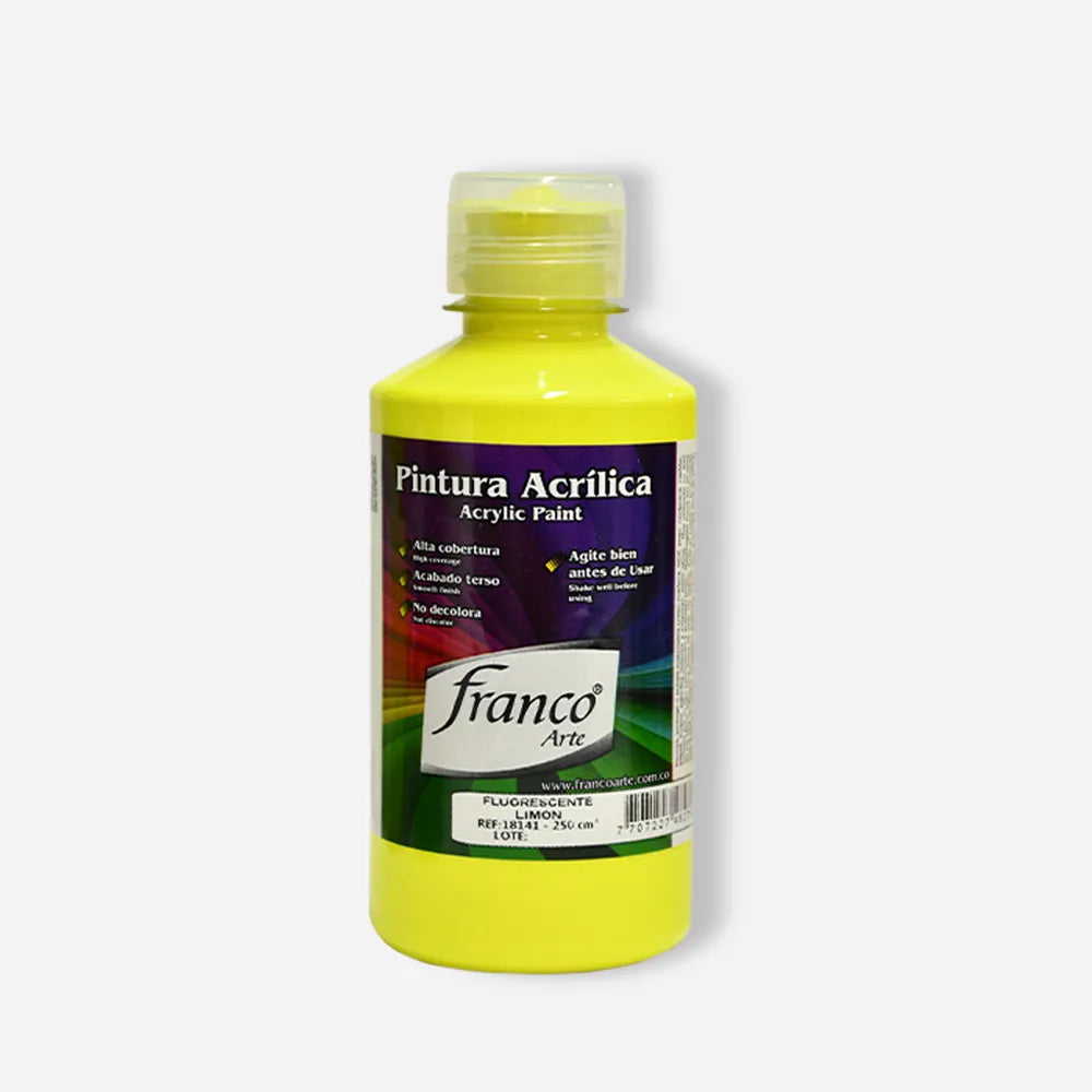 Pintura Acrílica Franco Arte al Frio X 250 ml - Fluorescente Amarillo Limon