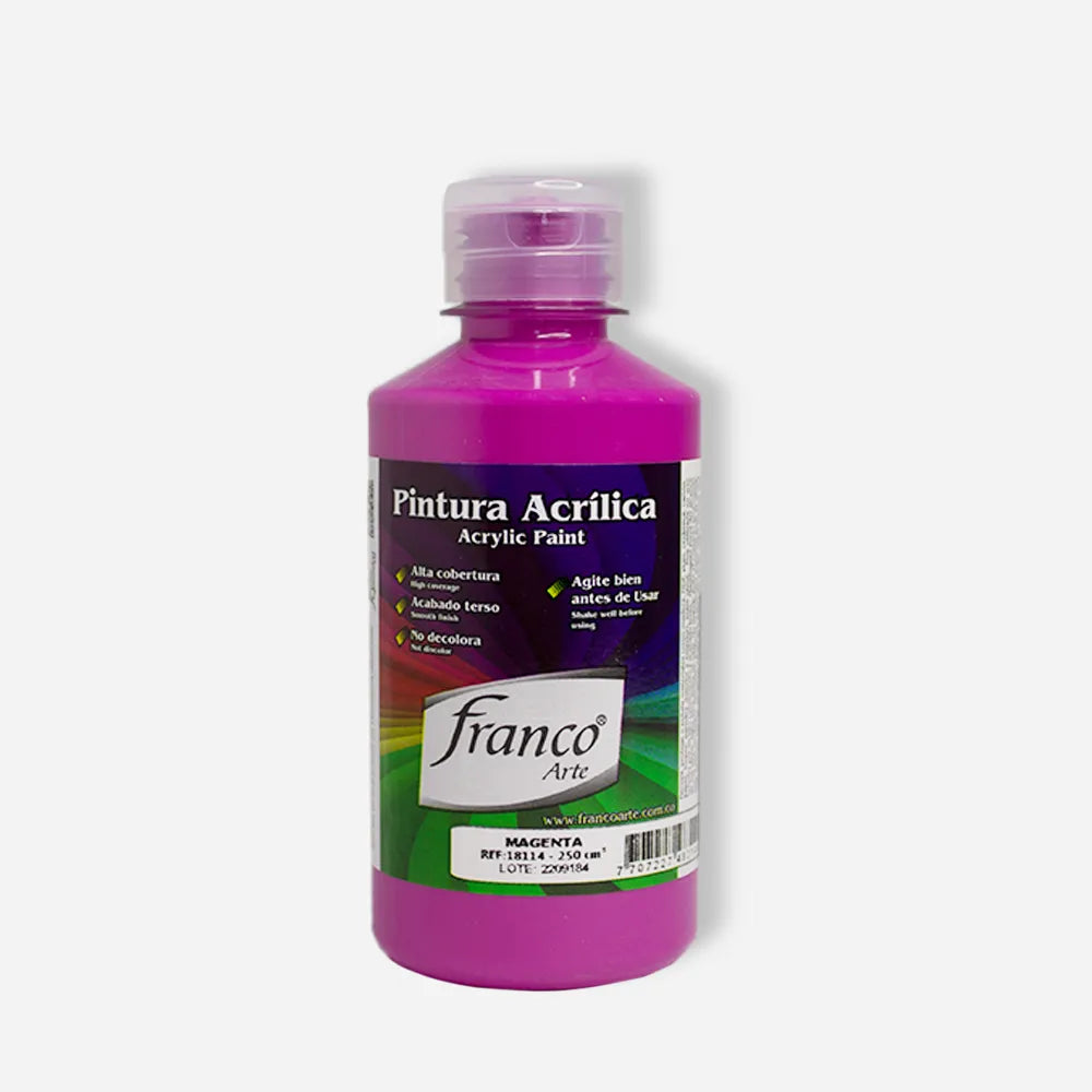 Pintura Acrílica Magenta 250 ml, al frio Marca Franco arte