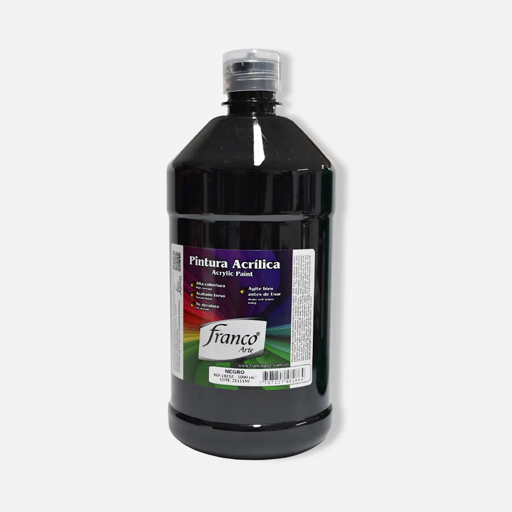 Pintura Acrílica Al Frio - Franco Arte De 1 Litro - Negro