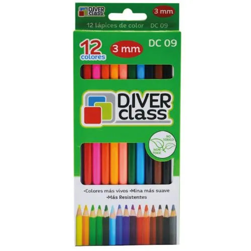 Caja de colores X 12 Lapices unipunta Diver Class