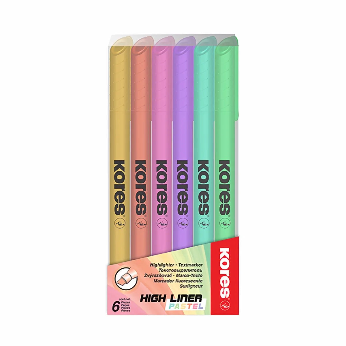 Resaltador Pastel Kores Delgado X 6 Colores