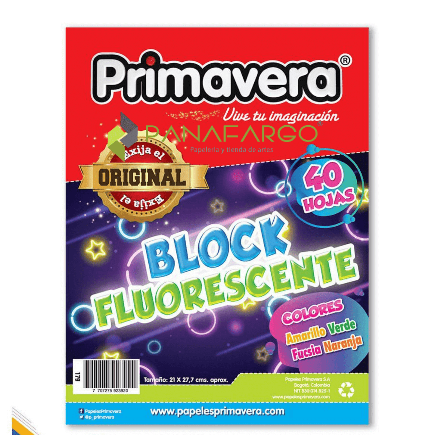 Block de Papel Iris Fluorescente Carta Primavera Panafargo