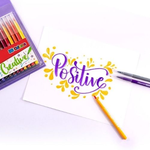 Plumon Punta Pincel PRIMAVERA De Todos Los Tamanos Estuche De 36 Unidades Con Dibujo