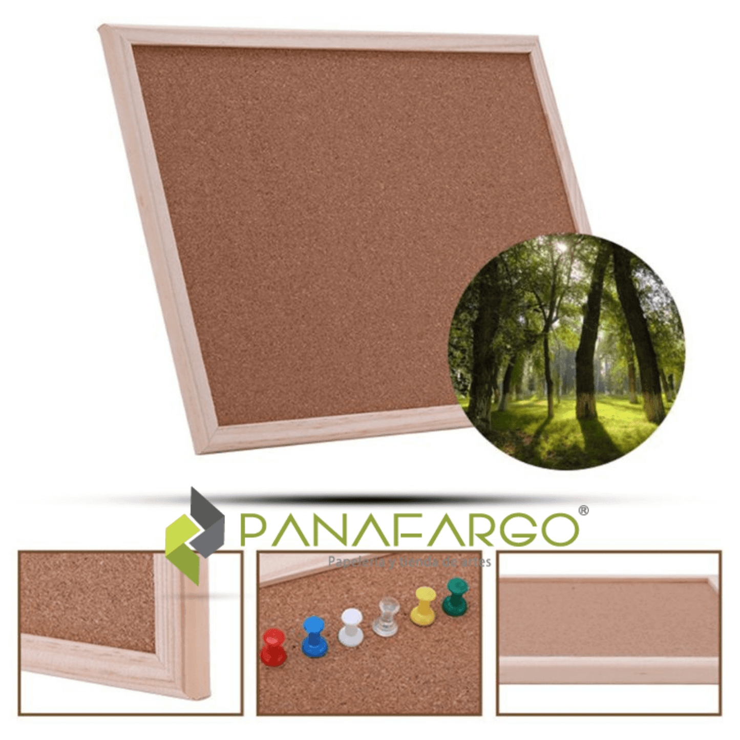Tablero de Corcho Marco de Madera en Varias Medias Arbol Panafargo
