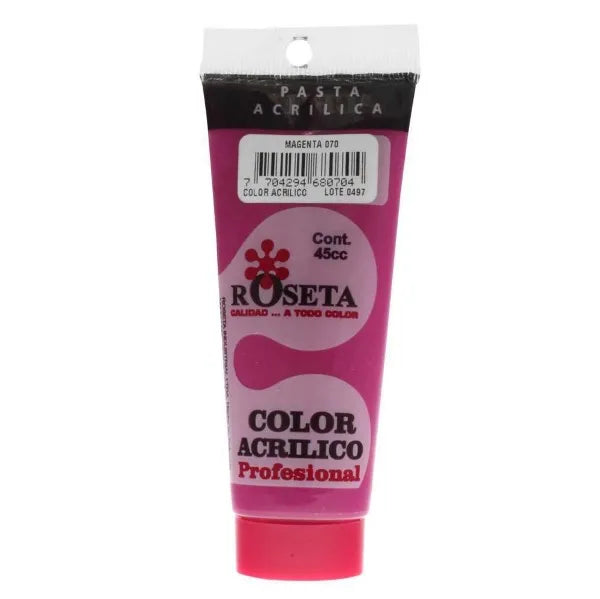 Pasta Acrílica Roseta en tubo Plano magenta 45cc