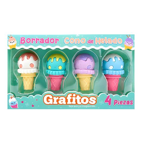 Borrador grafitos figuras kawaii cono de helado