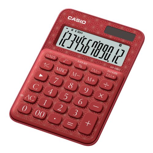 Calculadora casio calculo de impuesto 12 digitos MS 20UC JRD roja Estampada