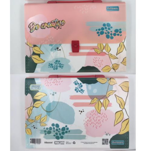 Carpeta con divisiones natural pastel ramas