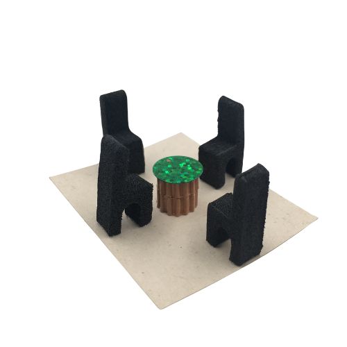 Comedor para maqueta mesa mini sillas de fomi