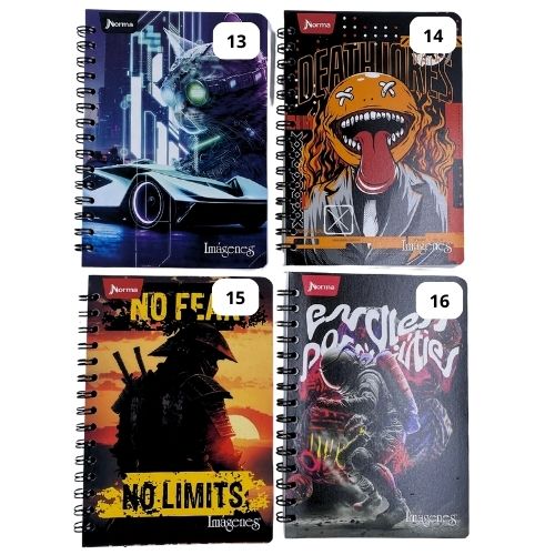 Cuaderno argollado 100 hojas cuadros imagenes masculino 13 16