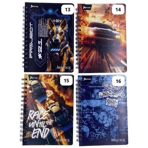Cuaderno argollado 100 hojas imagenes masculino 13 16