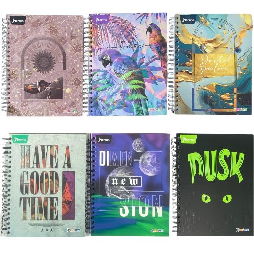 Cuaderno multimateria 5 y 7 materias grande cuadros masculino femenino 13 15