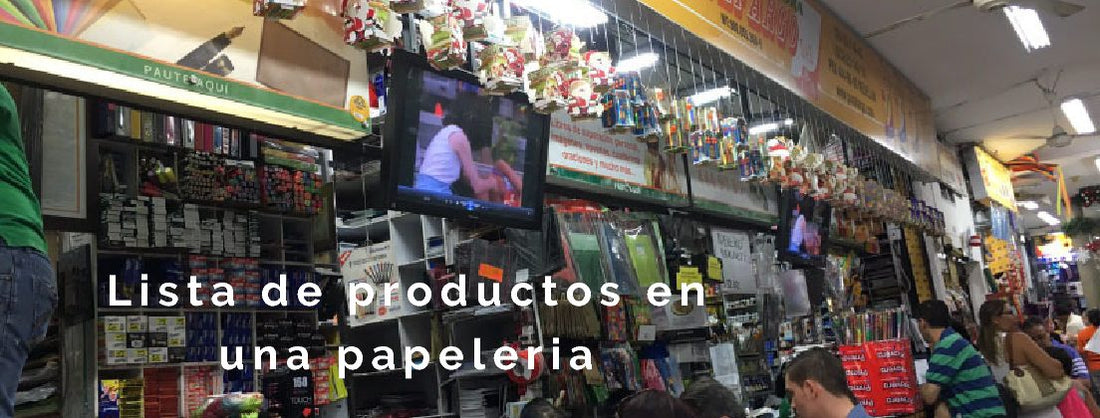 Lista de productos en una papeleria