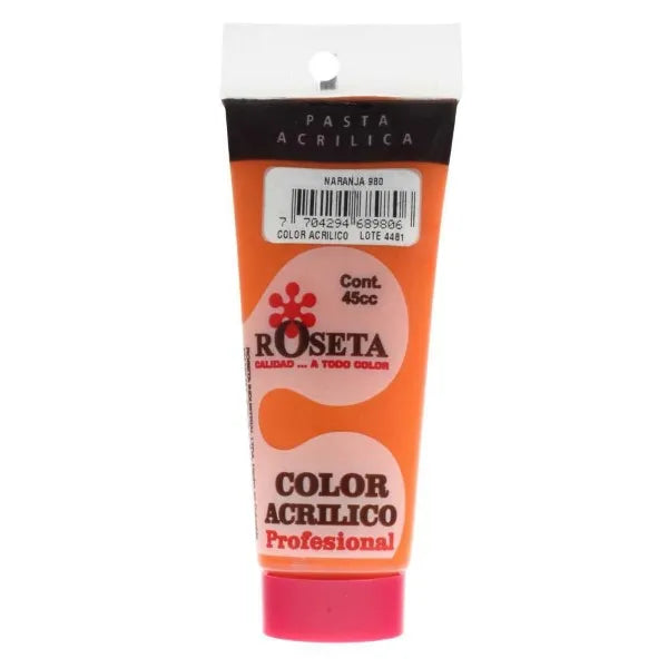 Pasta Acrílica Roseta en tubo Plano Naranja 45cc