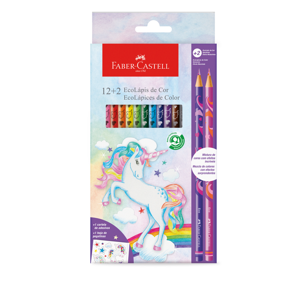 Colores Faber-Castell Unicornio x12+2 con stickers