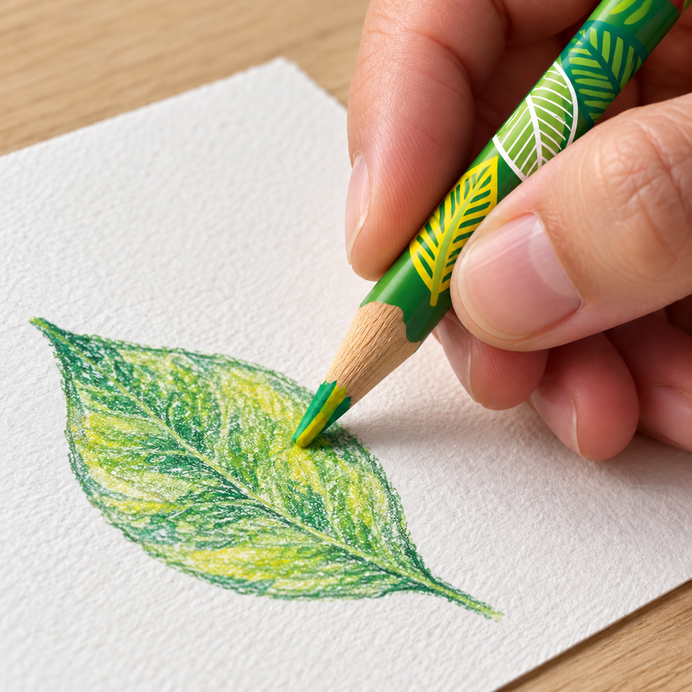 Imagen referencial de uso generada: Colores Faber-Castell Dinosaurio x 12 + 2 multicolor, ref. 692812