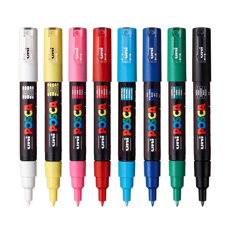 Marcadores POSCA PC-1M x8 colores básicos, punta extrafina