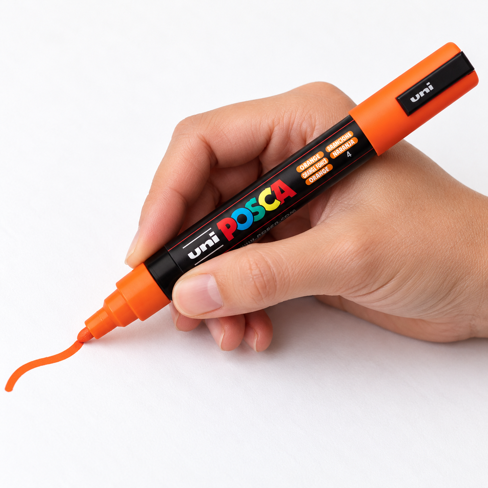Imagen referencial generada: uso del marcador POSCA del color correspondiente sobre papel