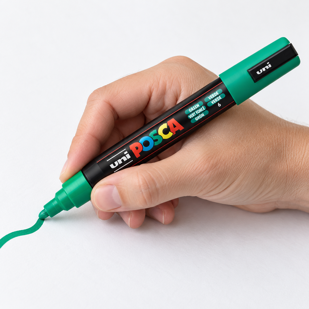 Imagen referencial generada: uso del marcador POSCA del color correspondiente sobre papel