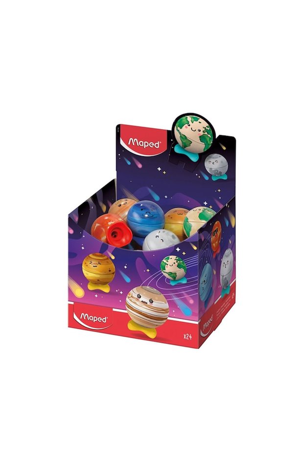 Sacapuntas Maped Planet, referencia 051102, con depósito. Diseños surtidos; venta por una unidad.