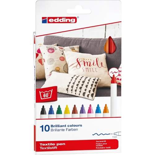 10 Marcadores de Colores Para Tela Edding 4600 Textile Pen - Punta 1mm