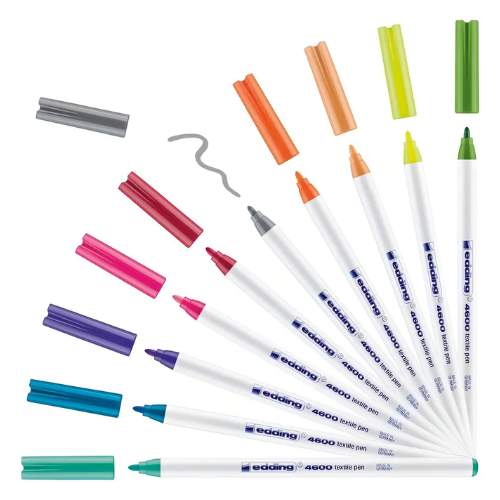 10 Marcadores de Colores Para Tela Edding 4600 Textile Pen - Punta 1mm