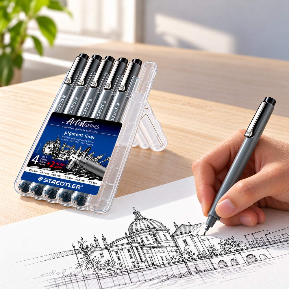 Aplicación ilustrativa del producto Estilógrafos Staedtler Pigment Liner negros x 6 | 308 SB6P