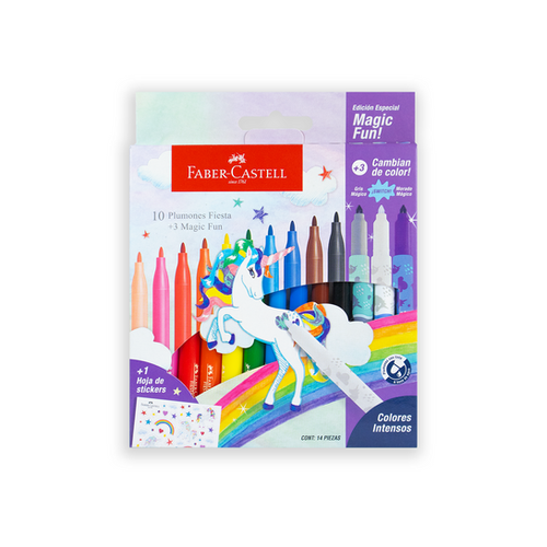 Plumones Faber-Castell Fiesta 10 + 3 Magic Fun Unicornio 555381