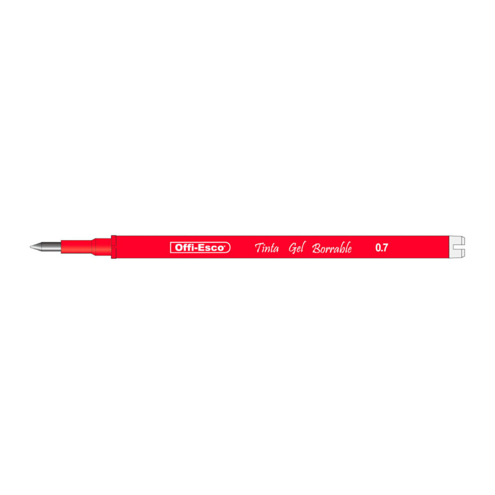 Recarga Offi-Esco OE-025R Roja de Gel Borrable 0,7 mm. Imagen oficial del fabricante, venta por unidad.