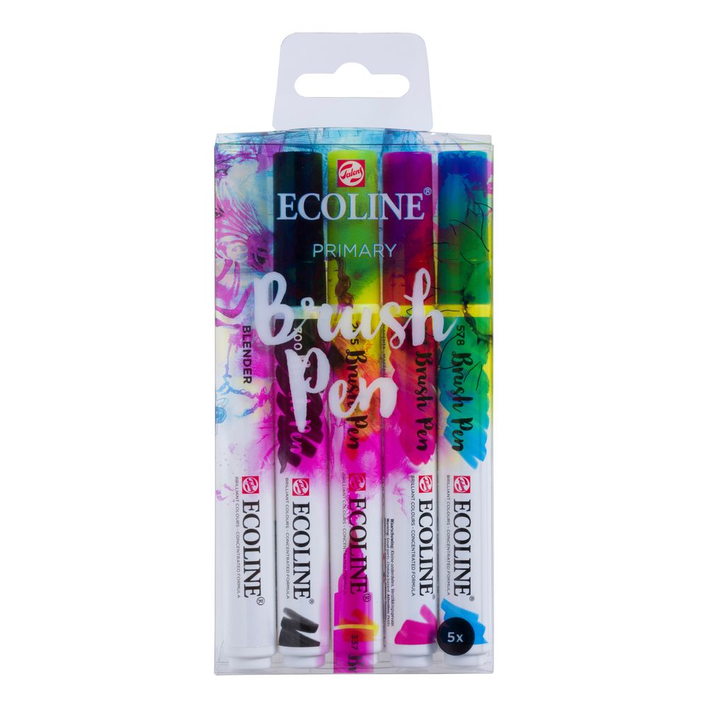 Ecoline Brush Pen set Primarios x 5, imagen principal del producto sobre fondo blanco.