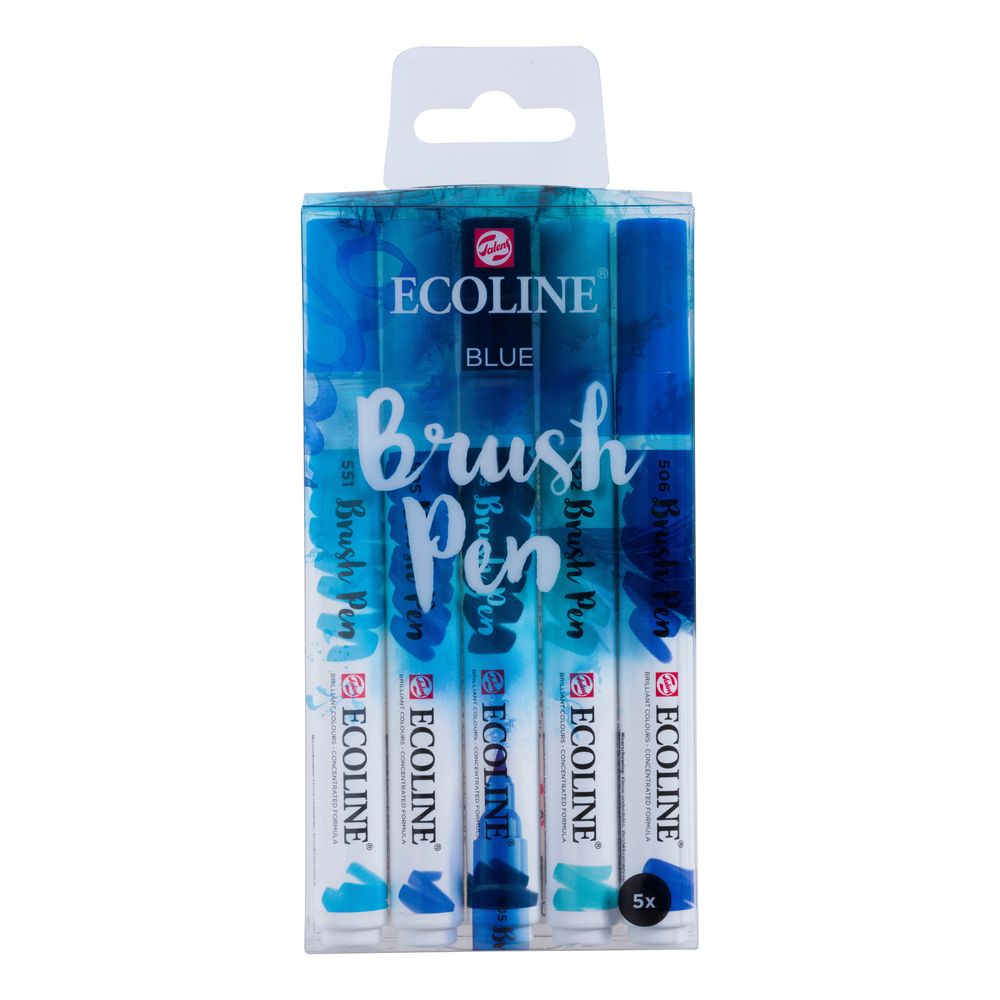 Ecoline Brush Pen set Blue x 5, imagen principal del producto sobre fondo blanco.