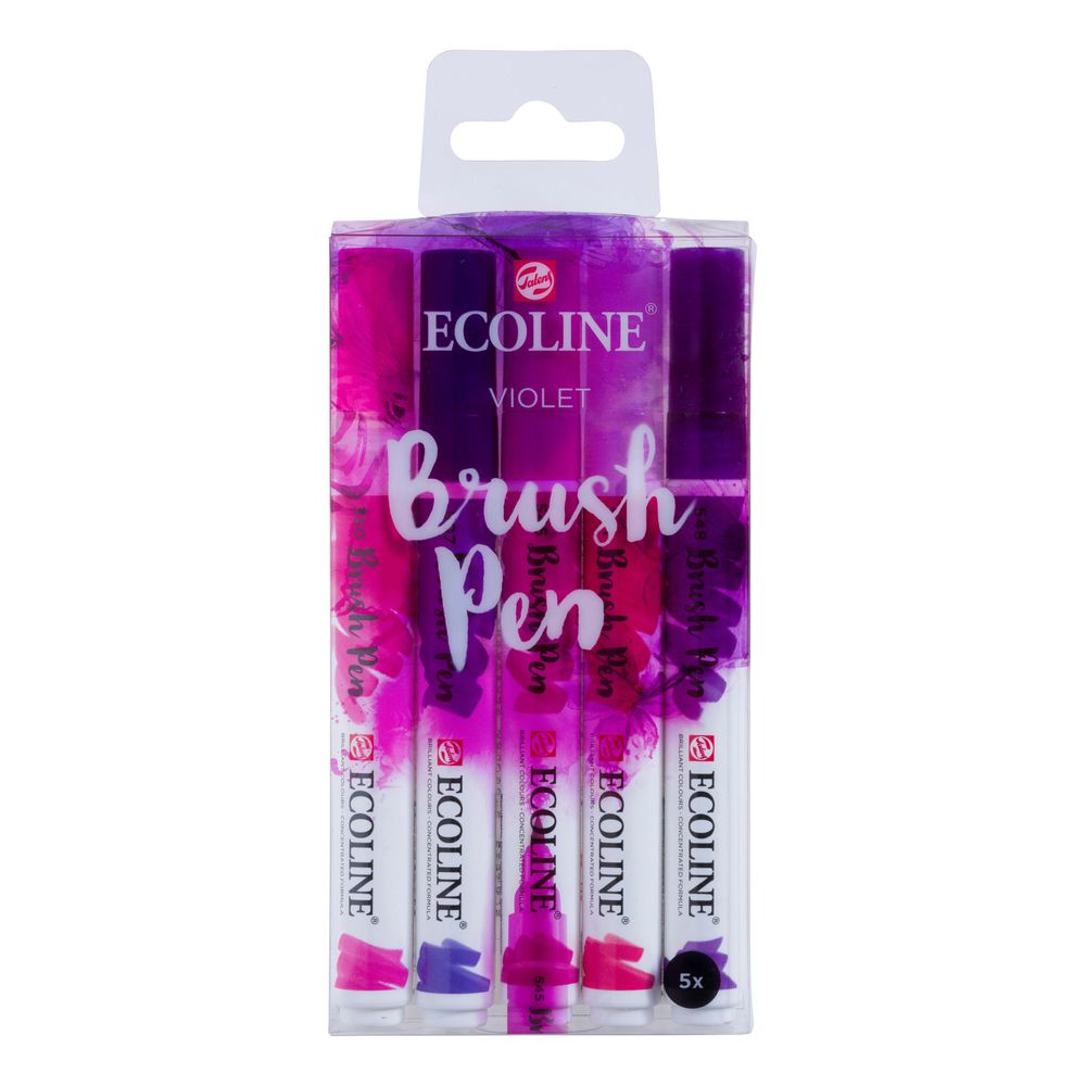 Ecoline Brush Pen set Violet x 5, imagen principal del producto sobre fondo blanco.