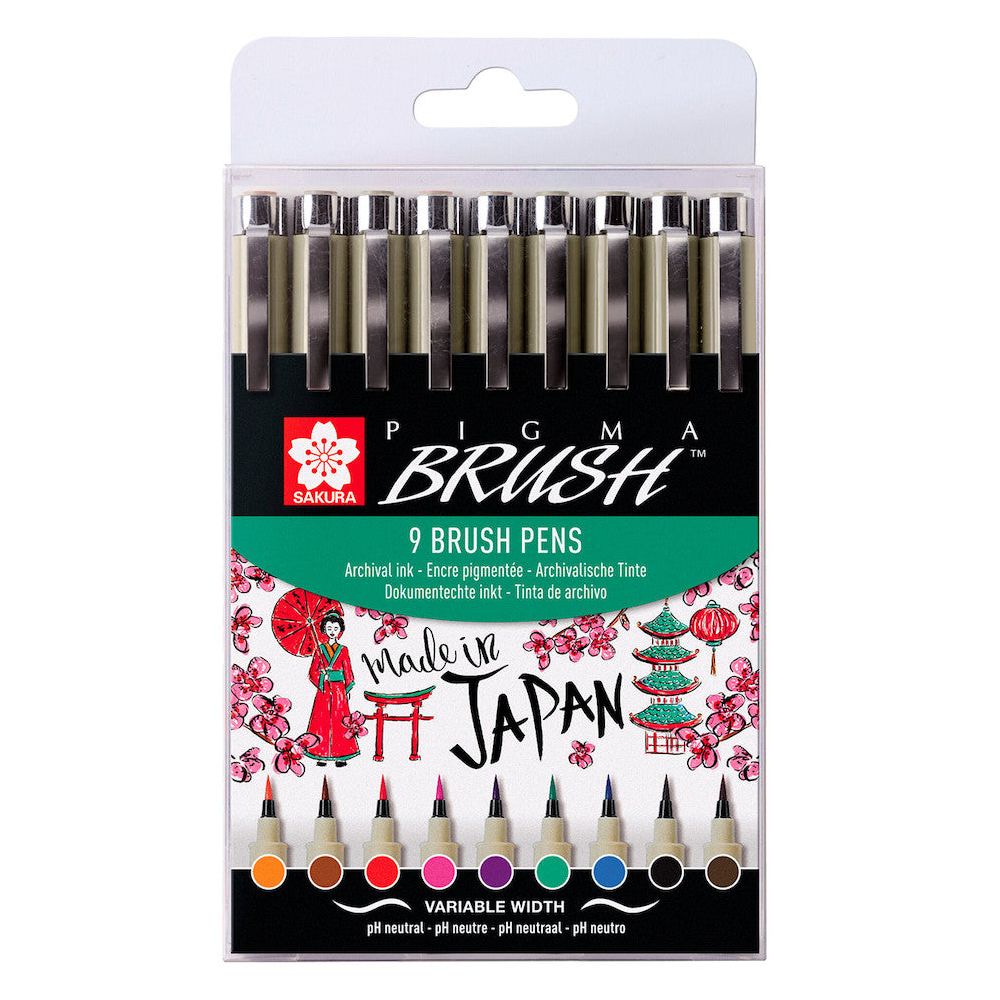 Sakura Pigma Brush x 9
