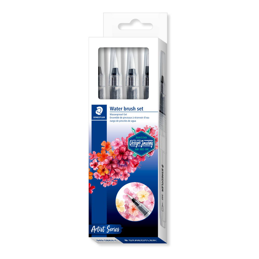 Pinceles con depósito de agua STAEDTLER x 4 · 949-SBK4-C sobre fondo blanco