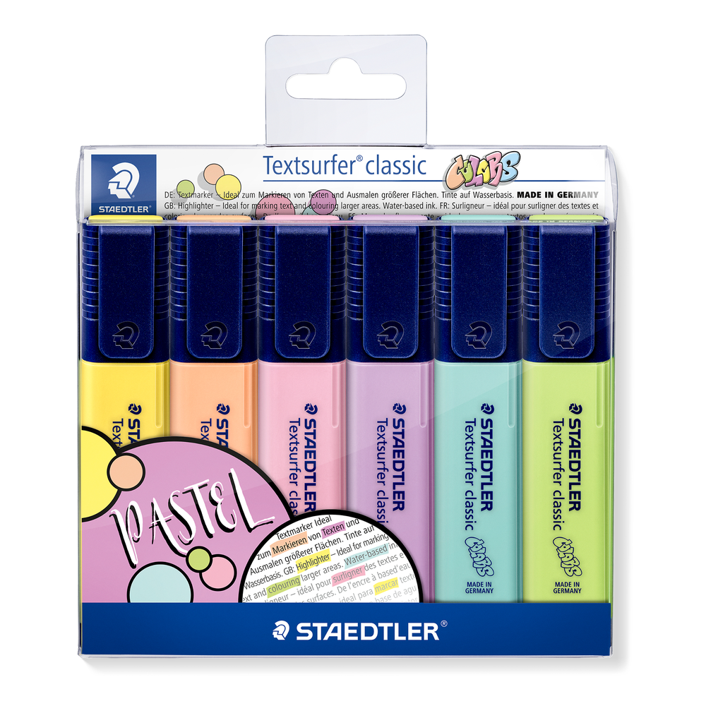 Resaltadores pastel STAEDTLER Textsurfer classic x 6 · 364 CWP6 sobre fondo blanco