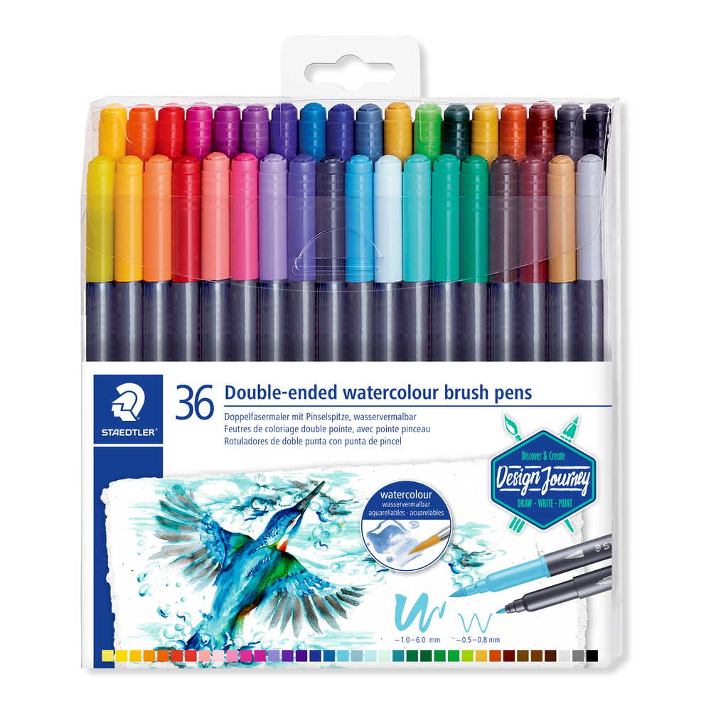 Marcadores acuarelables STAEDTLER doble punta x 36 · 3001 TB36 sobre fondo blanco