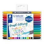 Marcadores STAEDTLER lettering doble punta x 12 · 3004 TB12 sobre fondo blanco