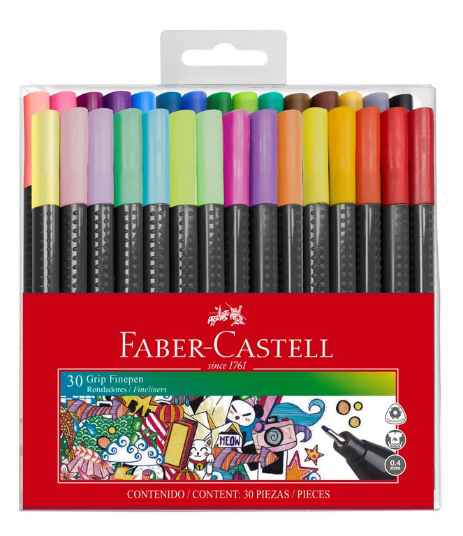 Plumigrafo Faber Castell Grip Finepen X 30 Colores