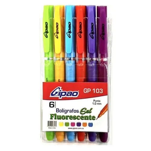 Bolígrafo Neón Gipao x 6
