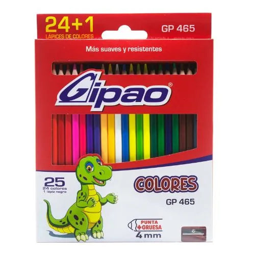 Caja de colores X 24 Lapices + Lapiz negro Gipao