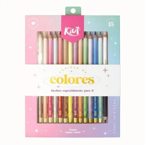 Caja de colores Kiut punta suave - X 15 Colores