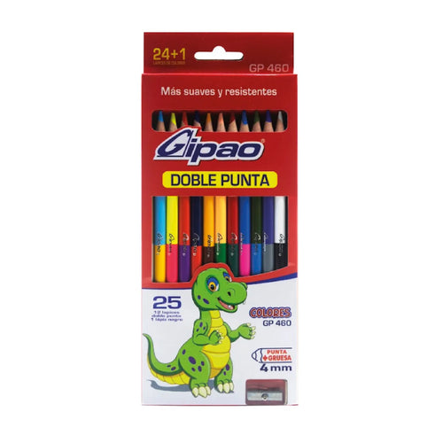 Caja de colores X 12 Lapices doble punta + Lapiz Neon Gipao