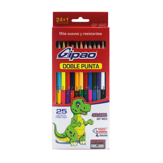 Caja de colores X 12 Lapices doble punta + Lapiz Neon Gipao