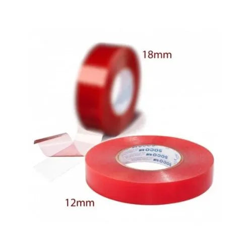 Cinta Doble Faz Roja Poliéster Soco 12mm X 5mt