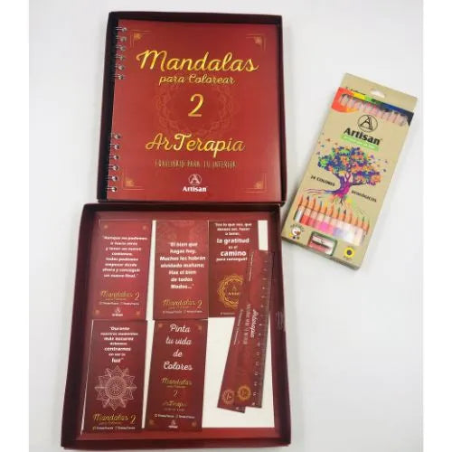 Libro de Mándalas mas caja de colores, marca Artisan - 2