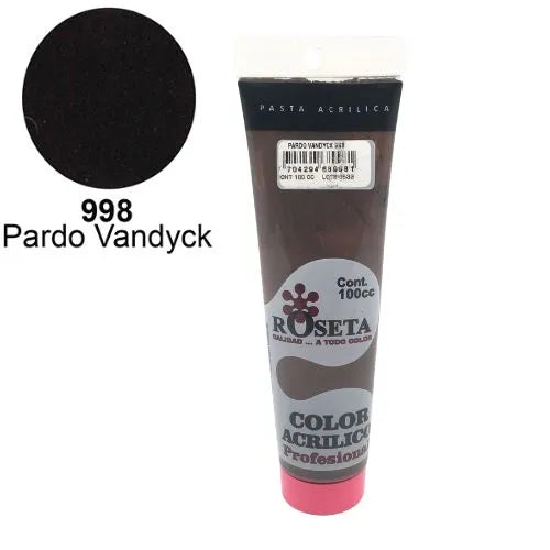 Pasta Acrílica Roseta en tubo Plano Pardo vandyck 100cc